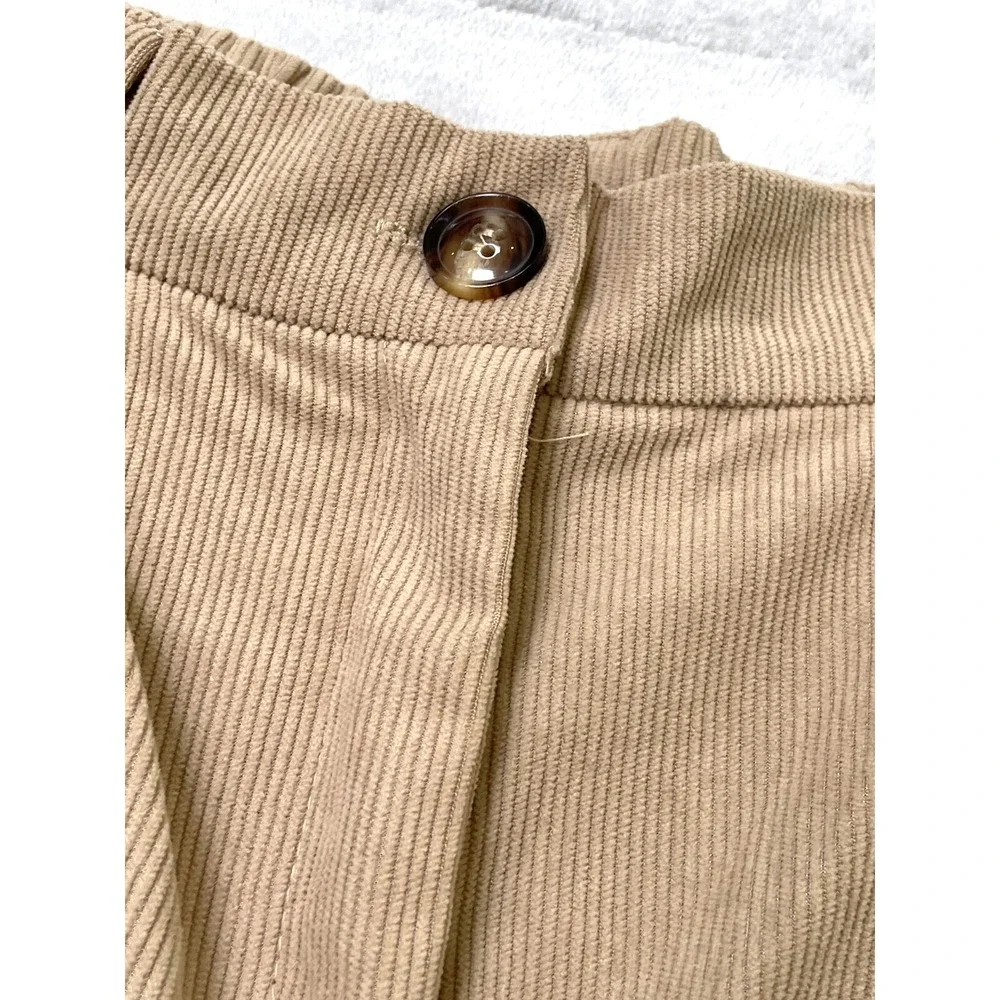 SHEIN Corduroy Pants Women's Small Beige High Waist Casual Vintage Style